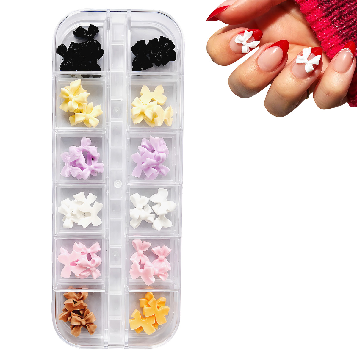 Matra Nail Art Accessories 3D Bow Charms Manicure Decoration Kit for Artificial Press Stick On Nails