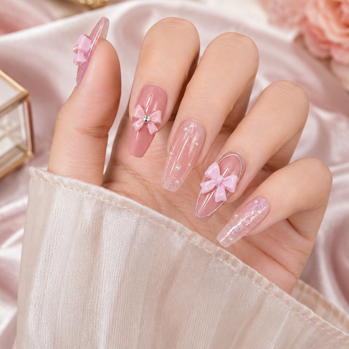 Matra Nail Art Accessories 3D Bow Charms Manicure Decoration Kit for Artificial Press Stick On Nails - Image 3
