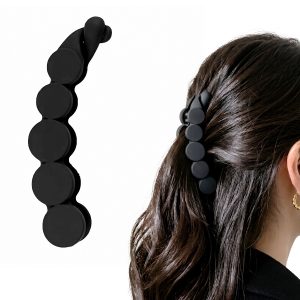 Matra Banana Hair Clip Ponytail Holder French Barrette Vintage Clutcher Large Big Matte Black 1 pc