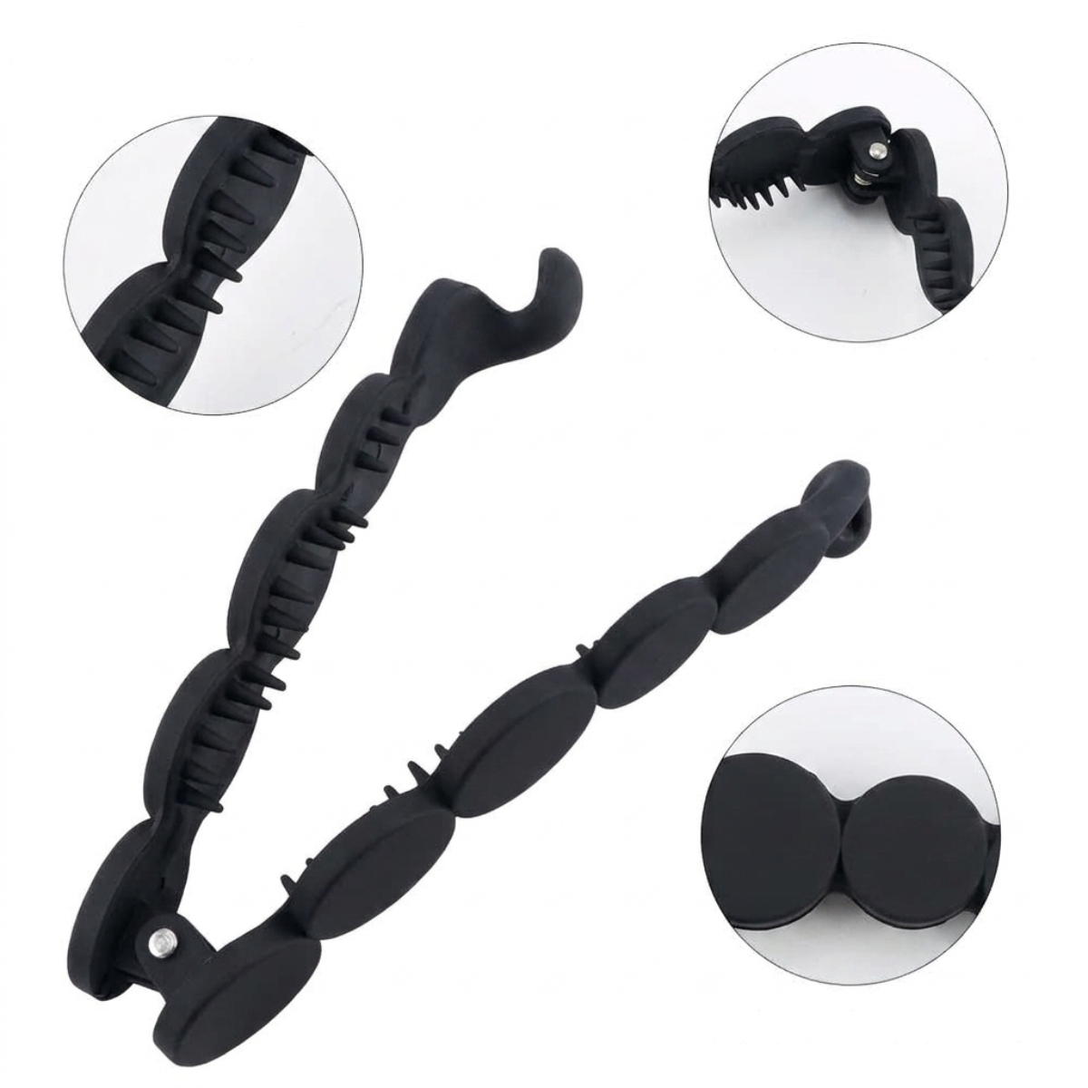 Matra Banana Hair Clips Ponytail Holder French Barrette Vintage Clutcher Large Big Matte Black 2Pc - Image 3