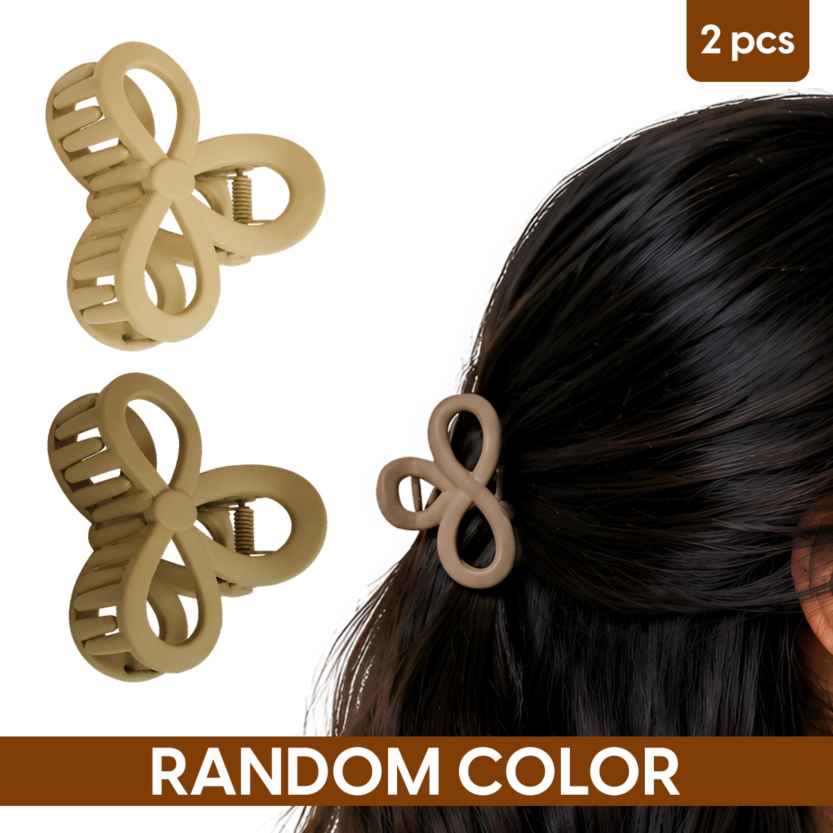 Matra Hair Claw Clips Clutcher Bow Clutches Medium Size Matte Korean Hair Accessory (2Pc, Any Color)