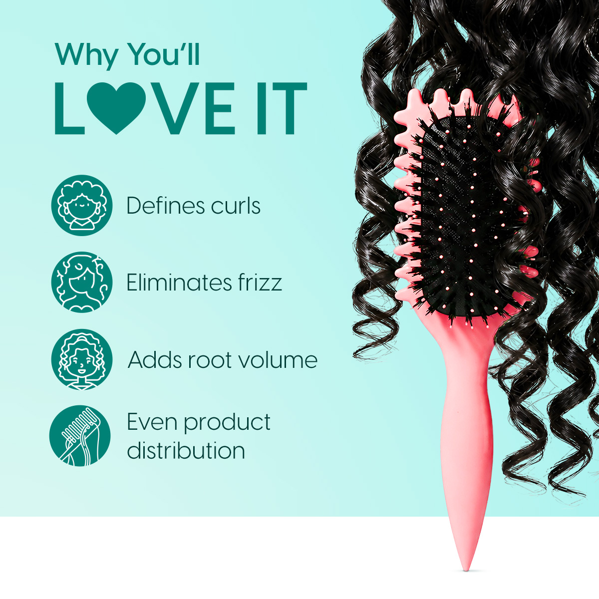 Matra Curl Defining Hair Brush for Curly Wavy Hair Anti-Frizz Bounce Curls Definer for Detangling - Image 2