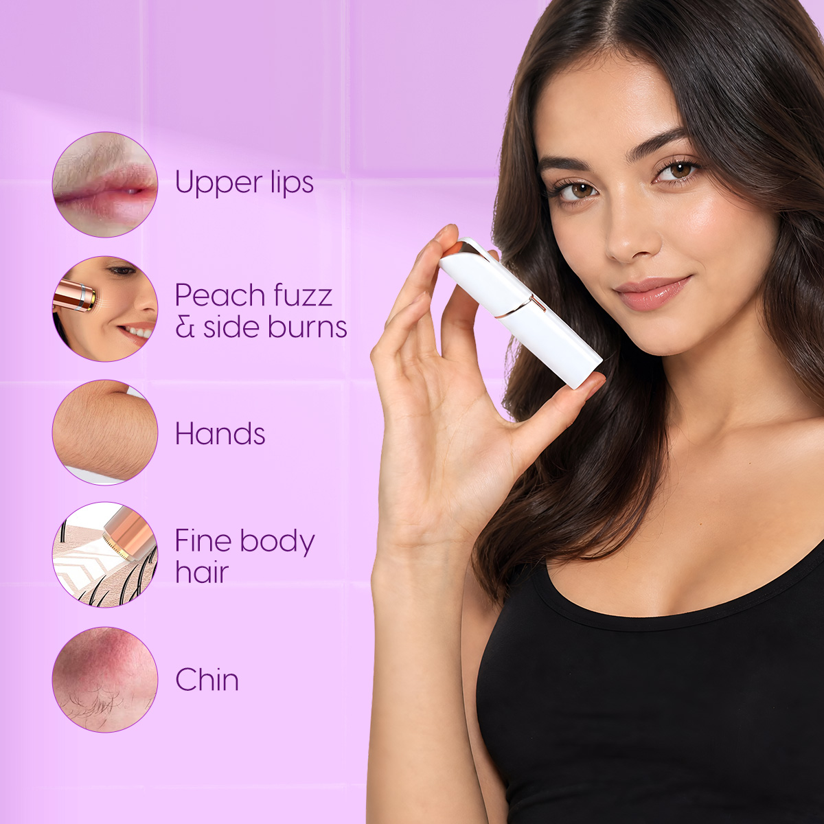 Matra Facial Hair Remover Trimmer Razor Mini Electric Painless Machine for Women, Face & Upperlips - Image 4