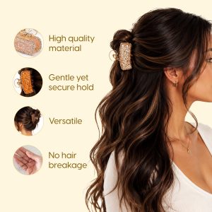 Alternative view of Matra Hair Claw Clips Clutchers Rhinestone Crystal Fancy Stone-studded Hair Pins Clutches Set 3Pc