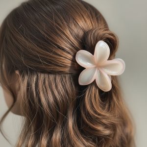 Alternative view of Matra Hair Claw Clips Clutcher Hawaiian Plumeria Flower Large & Small Floral Clutches 3Pc Any Color