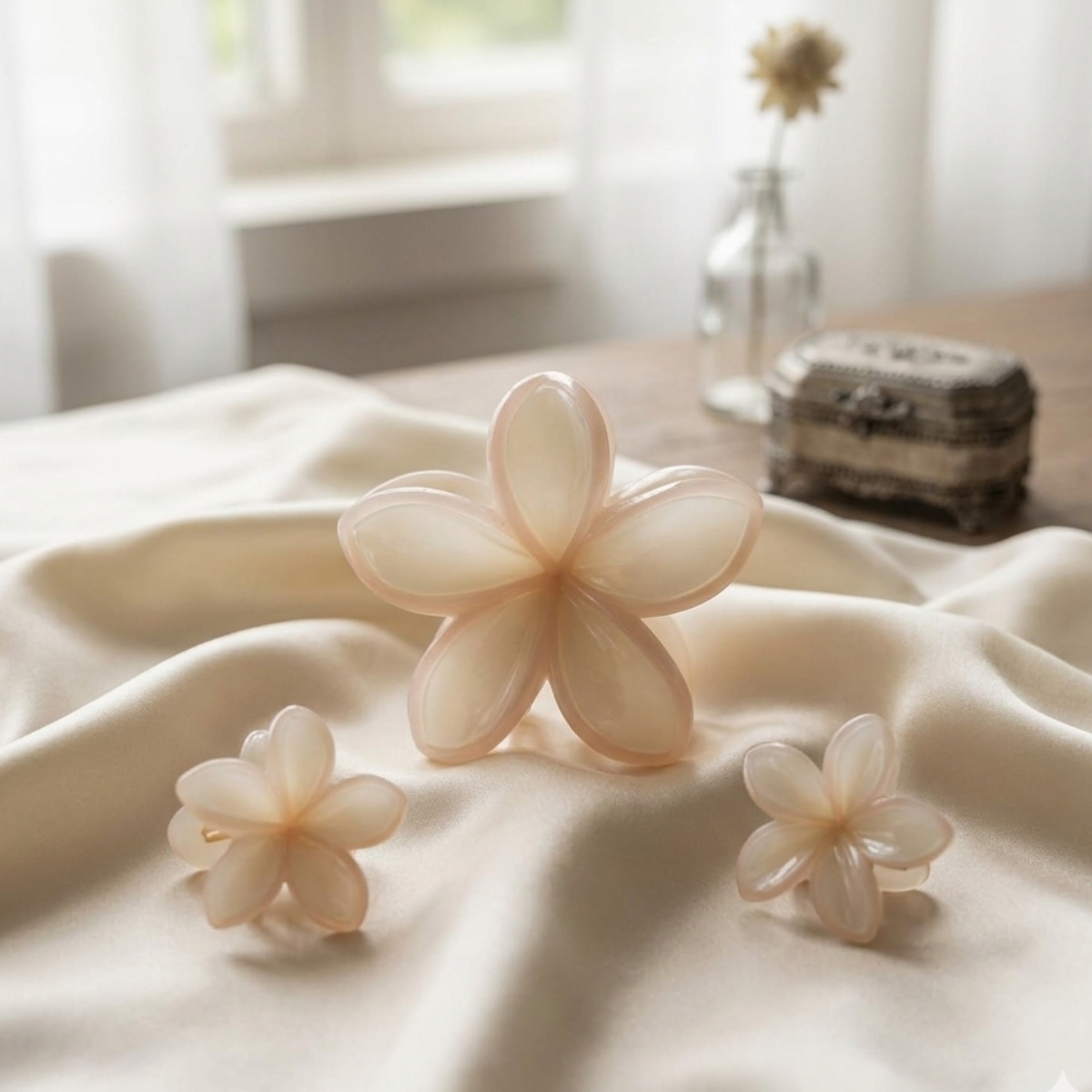 Matra Hair Claw Clips Clutcher Hawaiian Plumeria Flower Large & Small Floral Clutches 3Pc Any Color - Image 5