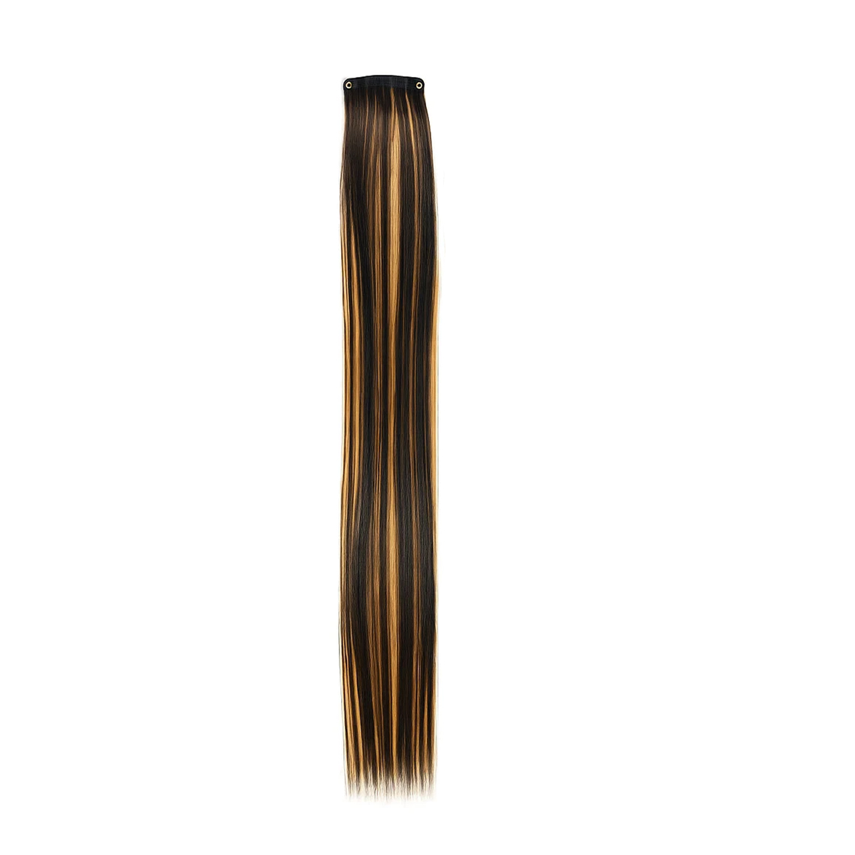 Matra Black Hair Extensions Golden Blonde Highlights Artificial Wavy Clip On Strip Curly Streak 55cm 1 pc - Image 2