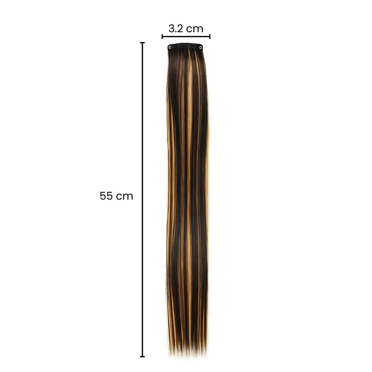 Matra Black Hair Extensions Golden Blonde Highlights Artificial Wavy Clip On Strip Curly Streak 55cm 1 pc - Image 3