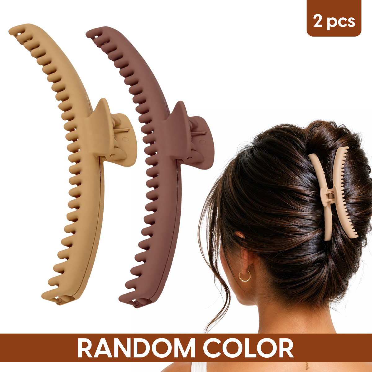 Matra Hold Everything Hair Claw Clip Clutcher Large Slim Clutches for Thick or Thin Hair (Any Color) 2 pcs
