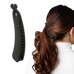 Matra Banana Hair Clip Ponytail Holder French Barrette Vintage Clutcher Large Big Matte Black 1 pc