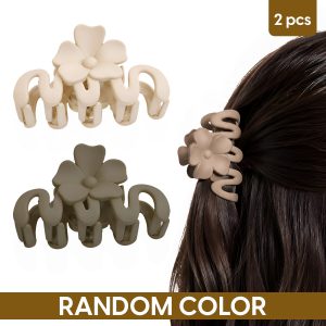 Matra Hair Claw Clips Clutcher Zig Zag Korean Flower Accessory Medium Wavy Clutches (Any Color, 2Pc)