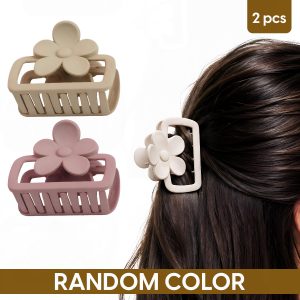 Matra Hair Claw Clips Clutcher Flower Accessory Medium-Sized Korean Floral Clutches Any Color 2Pc