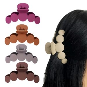 Matra Matte Claw Clip Bubble Hair Clutcher Pin Big Large Clutches for Thick, Thin Hair Gift Pack Set (4Pc)