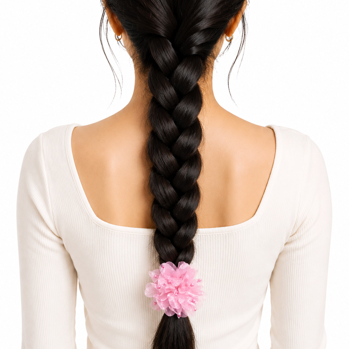 Matra Hair Scrunchies Elastic Ties Flower Fancy Beads Rubber Band for Kids Girls Women Any Color 2Pc - Image 4