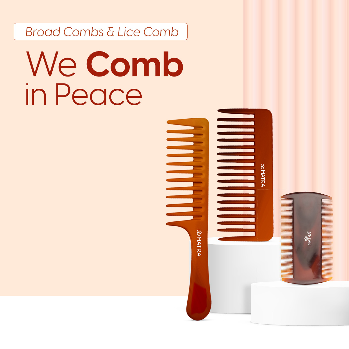 Matra Wide Teeth Shampoo Hair Combs & Lice Comb Set of 3 Head Lice Remover Detangling Broad Tooth - Image 5