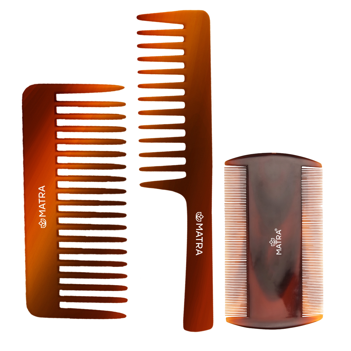 Matra Wide Teeth Shampoo Hair Combs & Lice Comb Set of 3 Head Lice Remover Detangling Broad Tooth - Image 6