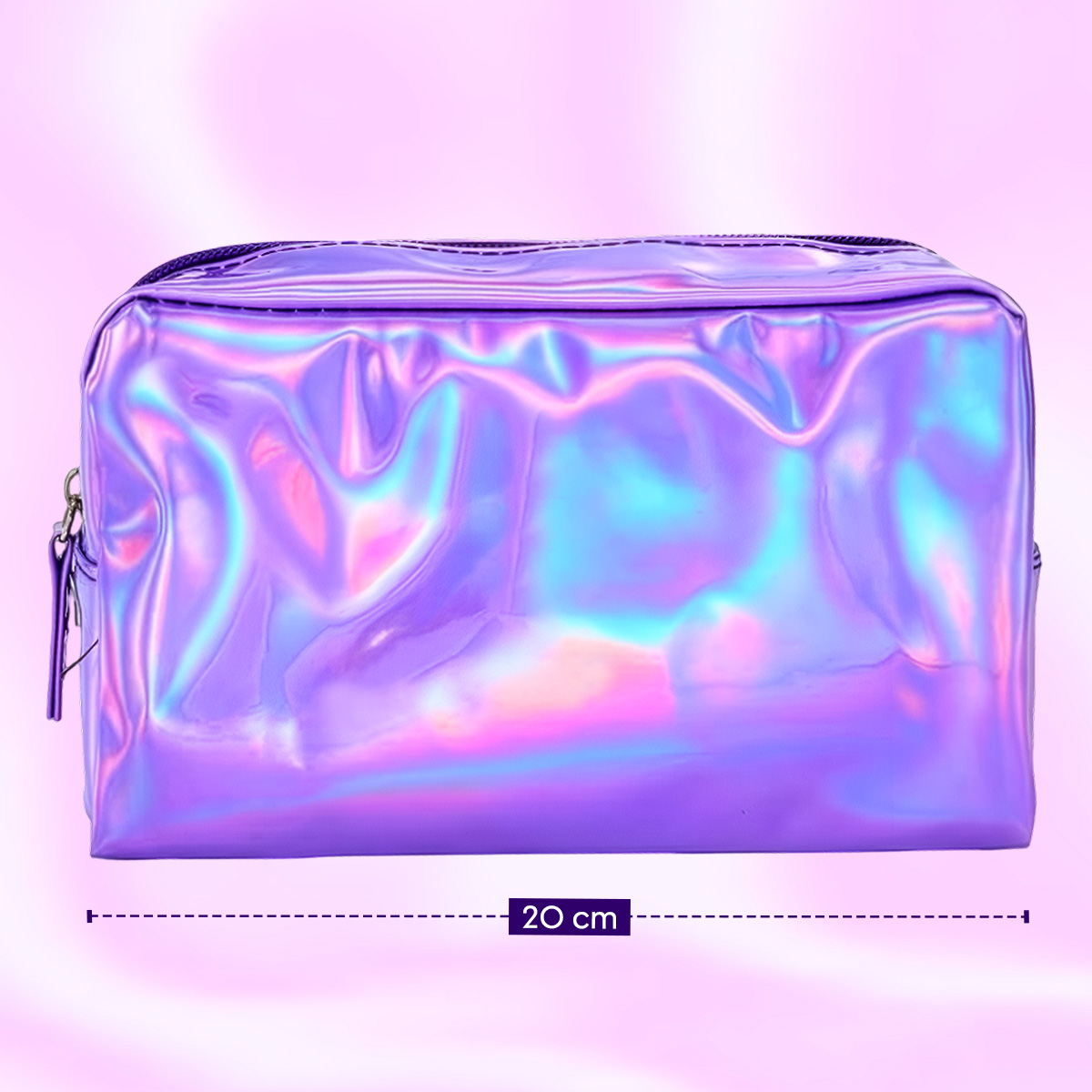Matra Holographic Travel Makeup Pouch Bag Organizer for Cosmetics, Vanity & Toiletry Waterproof Kit - Image 3