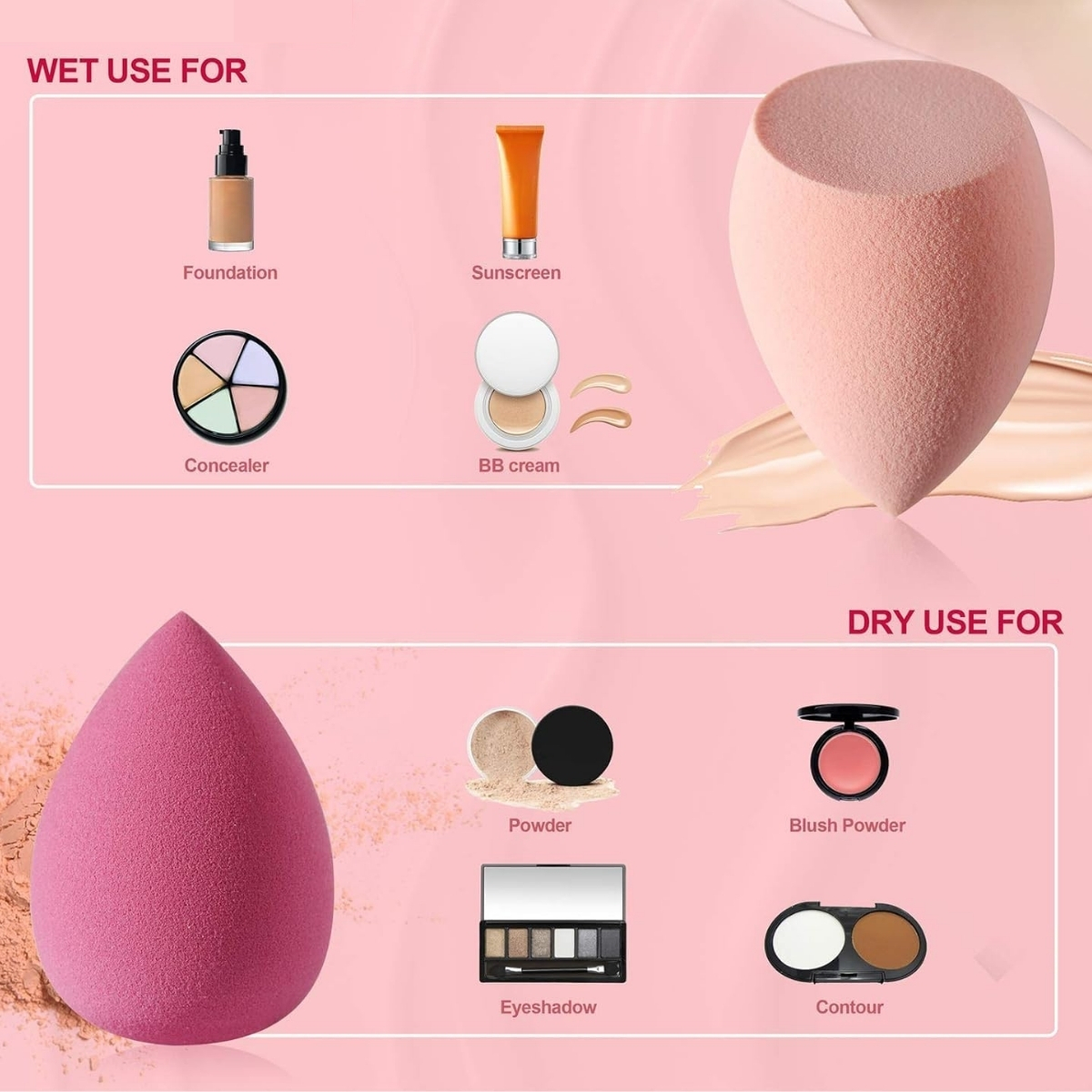 Matra Makeup Sponge Blender Beauty Puff Set for Liquid Powder & Cream Foundation 4Pc Applicator Box - Image 3