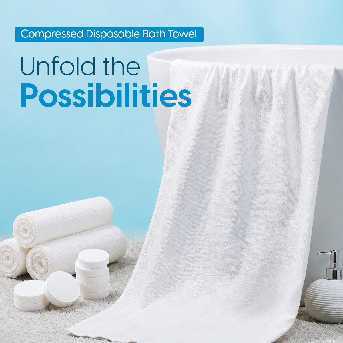 Matra Travel Compressed Disposable Bath Towel Tablet Large & Portable Compact Magic Expand Wipes - Image 3