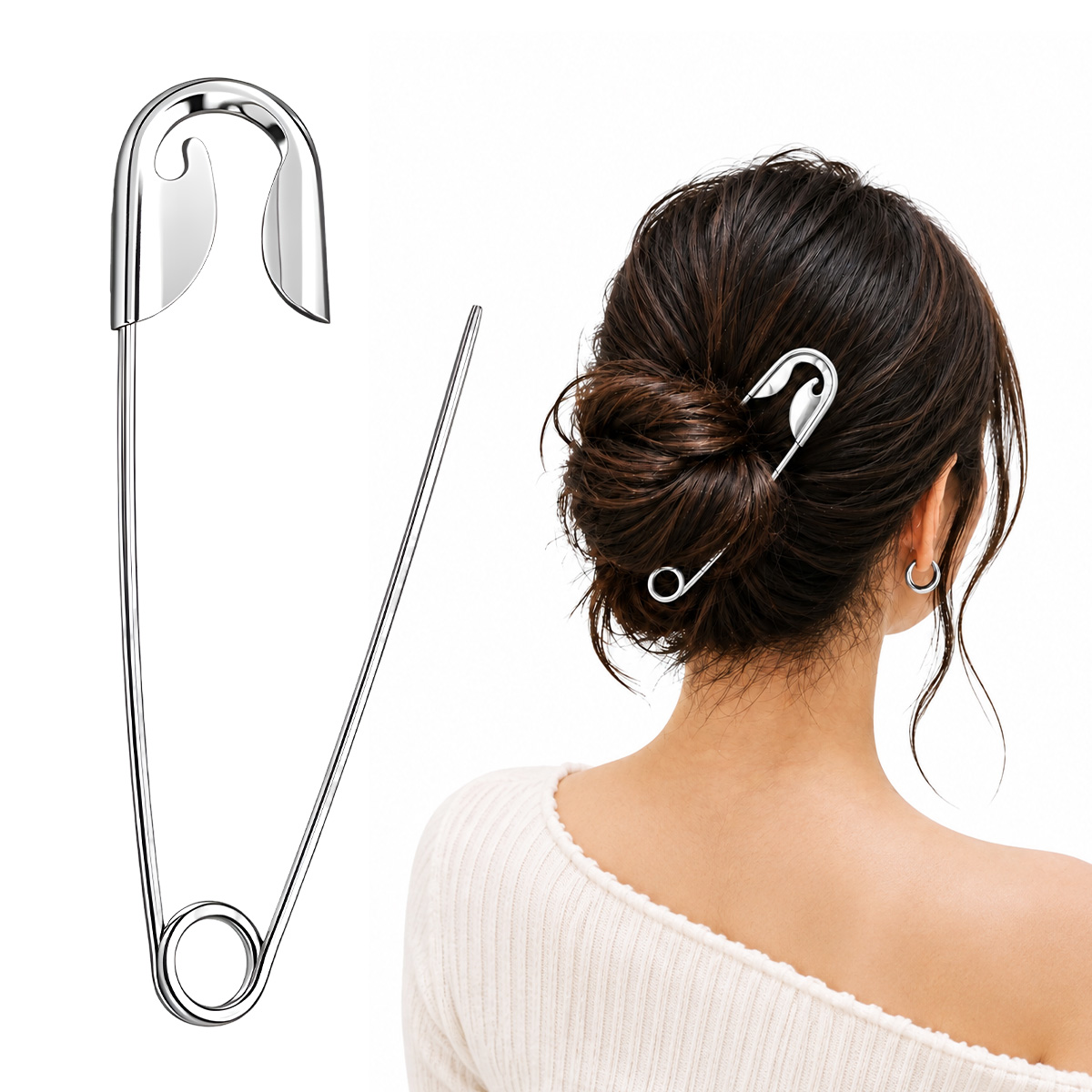 Matra Safety Pin Hair Clips Clutcher Korean Claw Clip Hair Bun Stick Juda Pin Accessories for Women