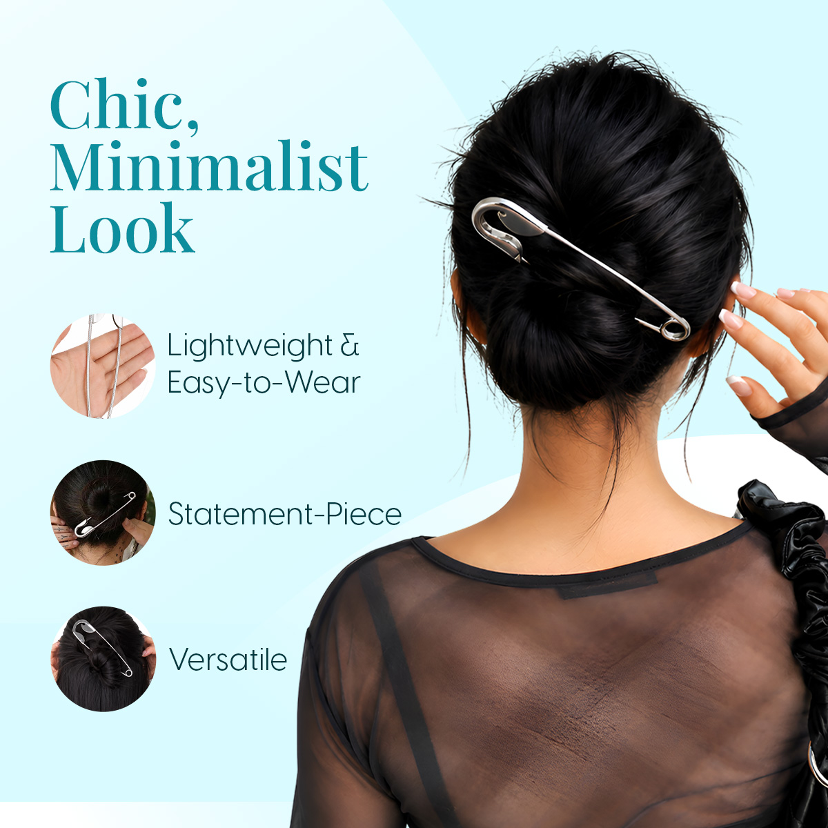 Matra Safety Pin Hair Clips Clutcher Korean Claw Clip Hair Bun Stick Juda Pin Accessories for Women - Image 2
