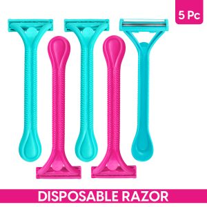 Matra Body Razor Disposable Hair Removal Shaver Twin Blade Shaving for Smooth Skin for Women (5Pcs)