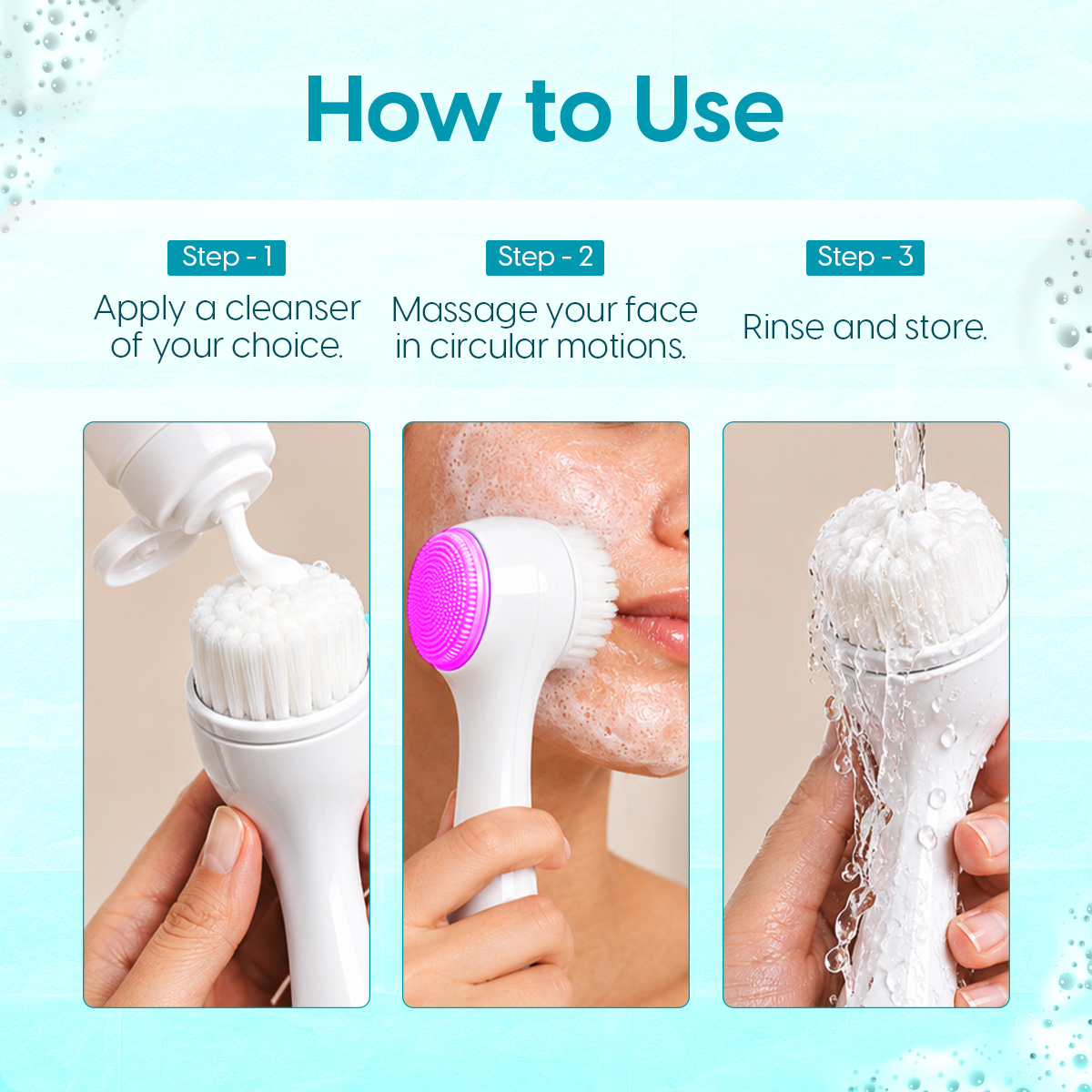 Matra Manual Facial Cleansing Brush 2-in1 Silicone Face Scrubber Pore Exfoliation Massager Tool - Image 4