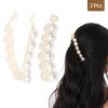 Matra Banana Hair Clips Pearl Hair Accessories Stylish Claw Clips Fancy Ponytail Holder Clutcher 2Pc