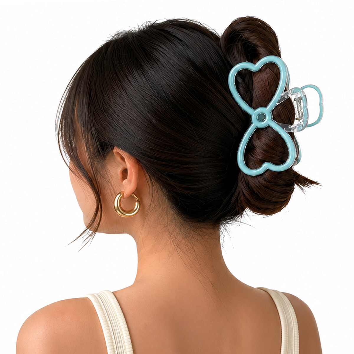 Matra Hair Claw Clips Clutcher Bow Clutches Medium Size Clear Korean Hair Accessory (Random Color) - Image 2