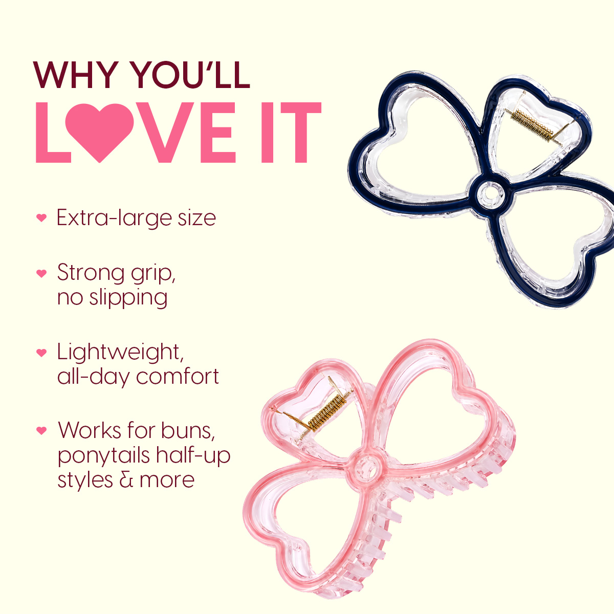 Matra Hair Claw Clips Clutcher Bow Clutches Medium Size Clear Korean Hair Accessory (Random Color) - Image 3