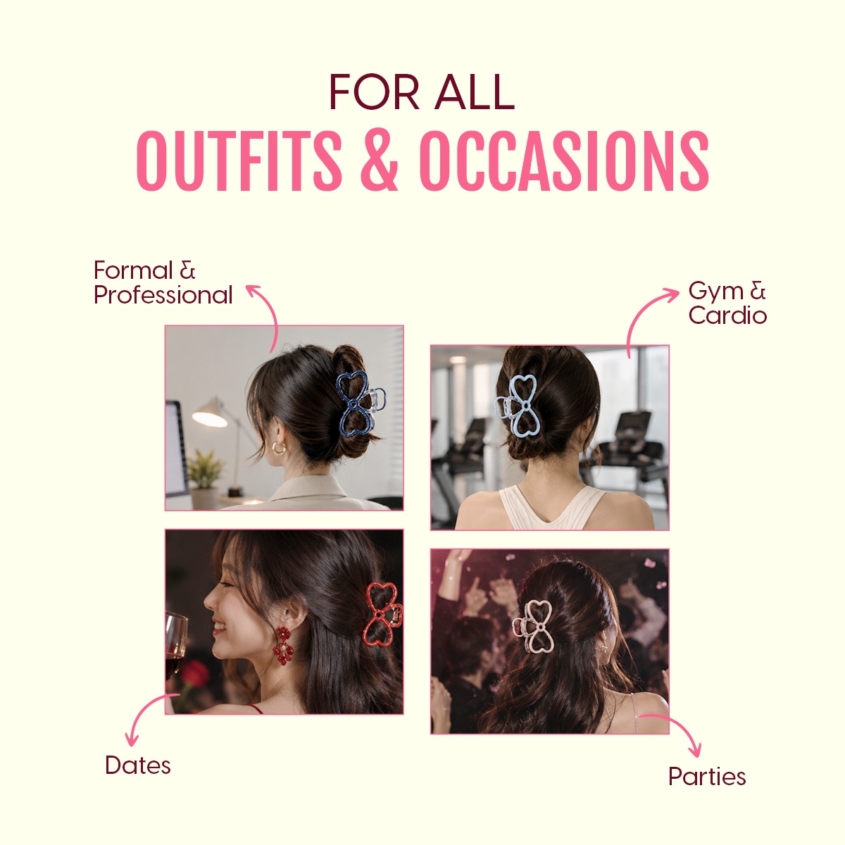 Matra Hair Claw Clips Clutcher Bow Clutches Medium Size Clear Korean Hair Accessory (Random Color) - Image 5