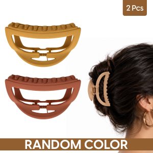 Matra Hair Claw Clips Clutchers Medium-sized D-shape Hair Pins Clutches for Women 2Pc (Any Colour)