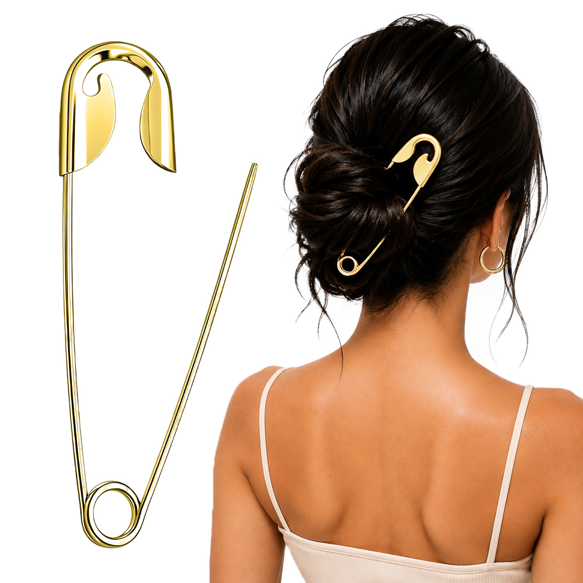 Matra Safety Pin Hair Clips Clutcher Korean Claw Clip Hair Bun Stick Juda Pin Accessories for Women