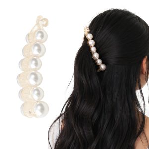 Matra Banana Hair Clips Pearl Hair Accessories Stylish Claw Clips Fancy Ponytail Holder Clutcher 1Pc