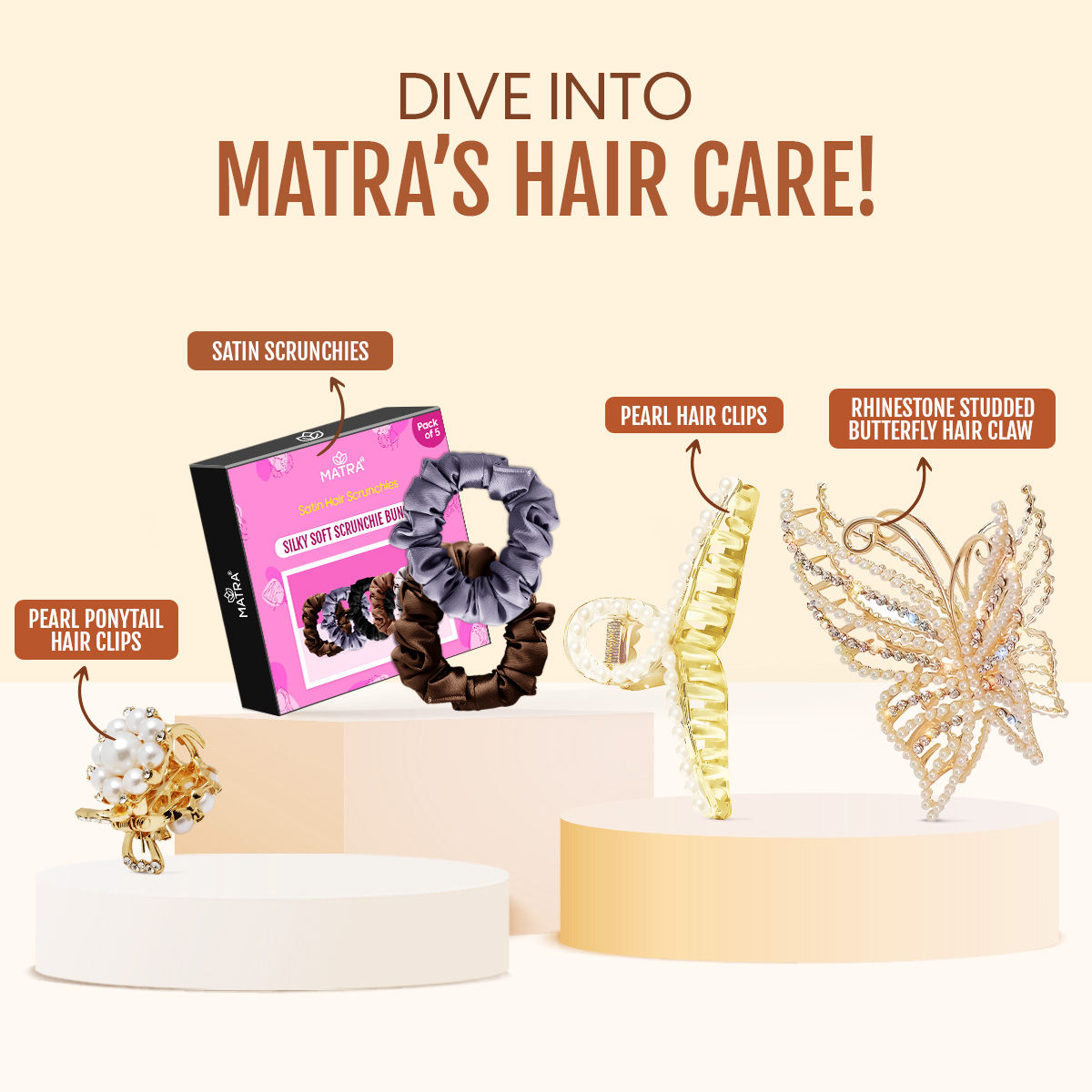 Matra Banana Hair Clips Pearl Hair Accessories Stylish Claw Clips Fancy Ponytail Holder Clutcher 2Pc - Image 6