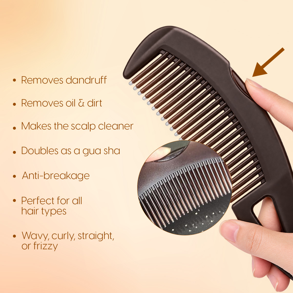 Matra Dandruff Removal Hair Comb Scalp Cleaning Massage Brush for Lice Anti-Dandruff Unisex Tool - Image 5