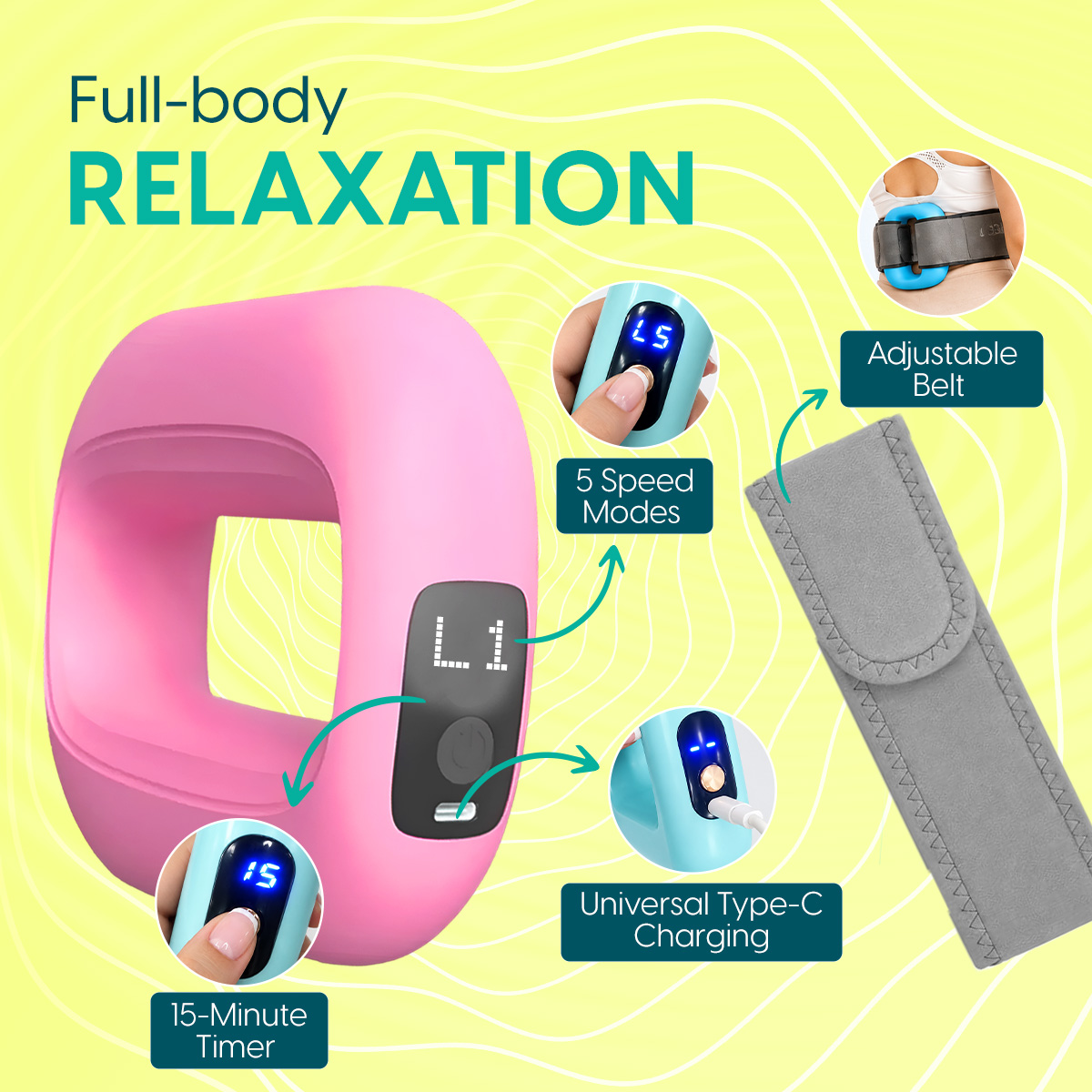 Matra Muscle Body Massager for Pain Relief Electric Fascial Ring Massage Tool With Adjustable Belt - Image 2