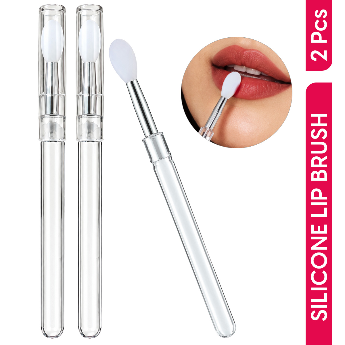 Matra Lip Applicator Silicone Lipstick Brush for Makeup Reusable Balm, Gloss & Blush Application 2Pc
