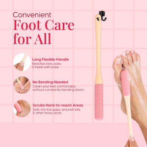Alternative view of Matra Toe Cleaning Brush Foot Scrubber Long Handle Silicone Feet Nail Cleaner Pedicure & Shower Tool